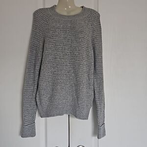 Denver Hayes Women's Knitted Crew Neckline Long Sleeves Sweater  Gray Small Peti
